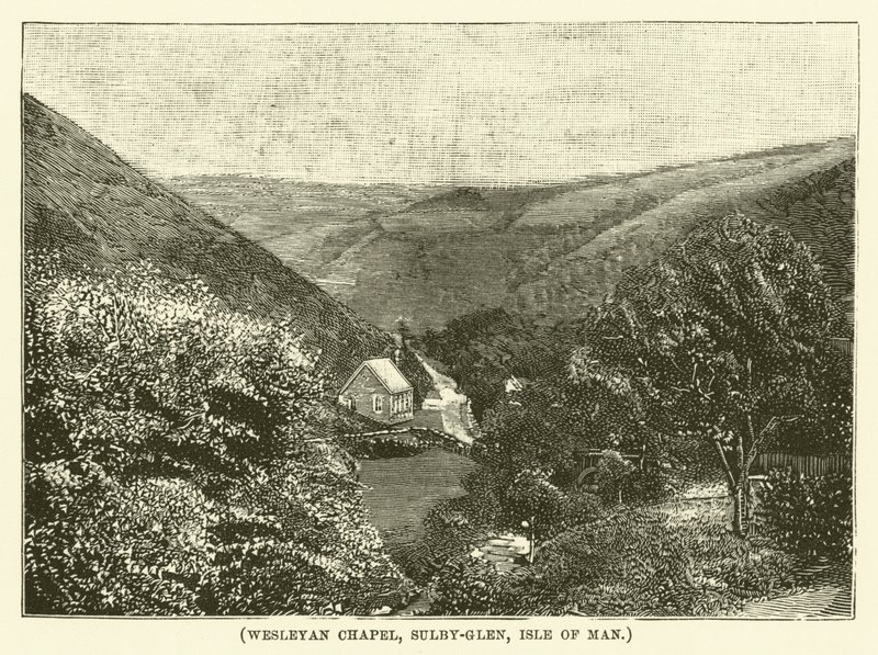 Chapelle wesleyenne, Sulby-Glen, île de Man (gravure) - English School