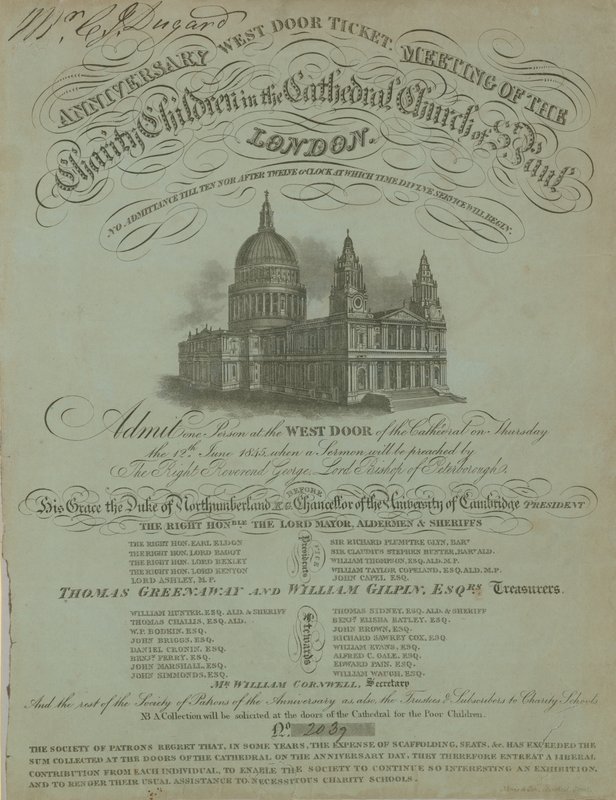 Billet de la porte ouest pour la réunion anniversaire des enfants de la charité - English School