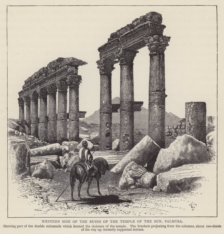Côté ouest des ruines du Temple du Soleil, Palmyre (gravure) - English School