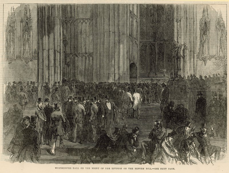 Westminster Hall la nuit de la division sur le projet de loi de réforme - English School