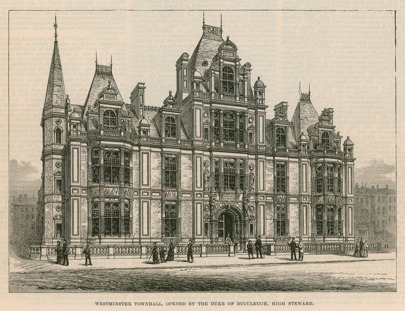 Hôtel de ville de Westminster, inauguré par le duc de Buccleuch, Grand Intendant - English School