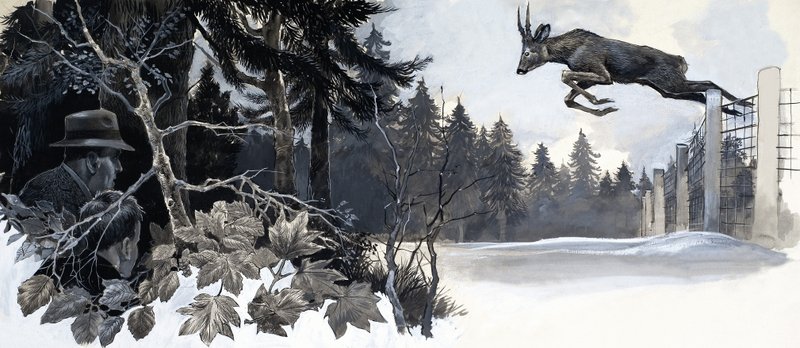 Cerf sauvage sautant pour se mettre en sécurité - English School