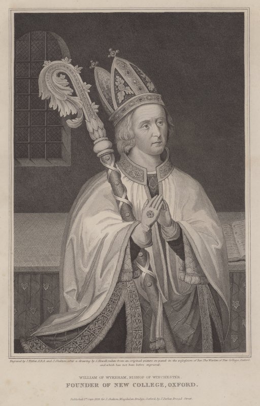 William de Wykeham, évêque de Winchester, fondateur du New College, Oxford (gravure) - English School
