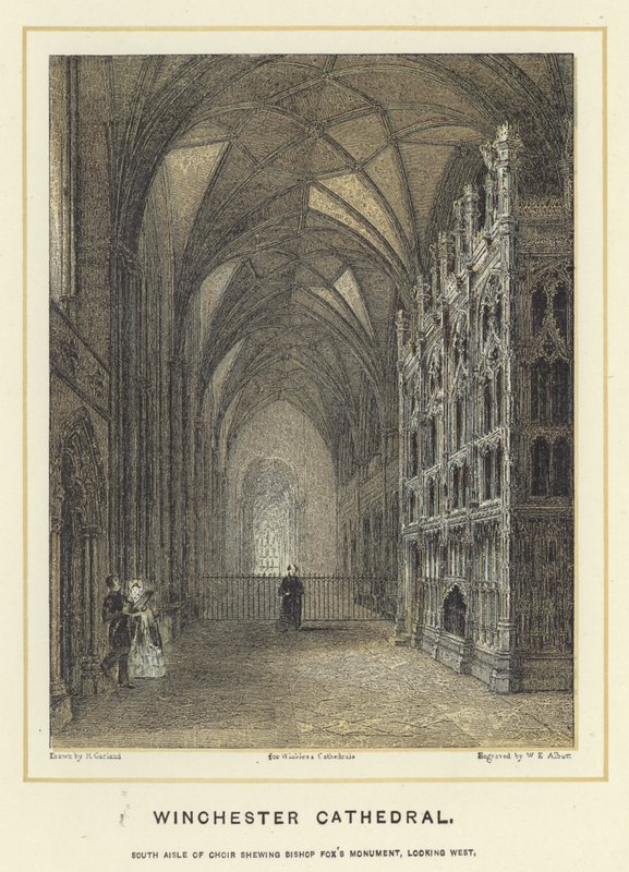 Cathédrale de Winchester, allée sud du chœur montrant le monument de l