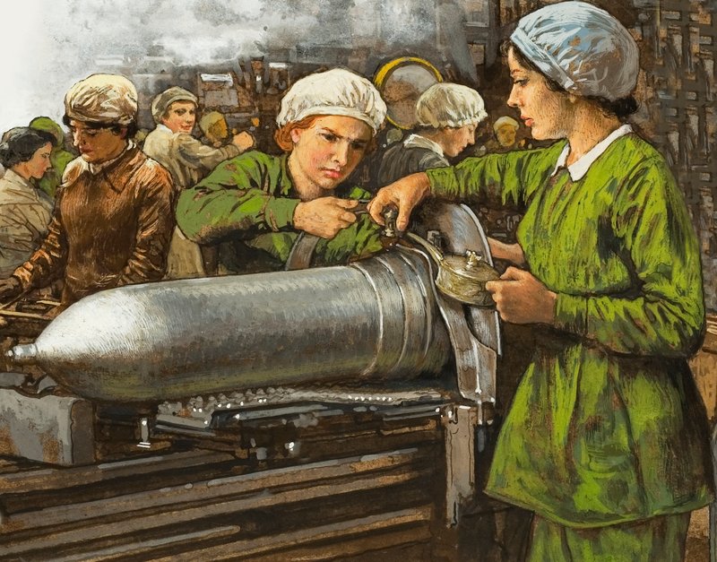 Femmes travaillant dans une usine de munitions pendant la Première Guerre mondiale - English School