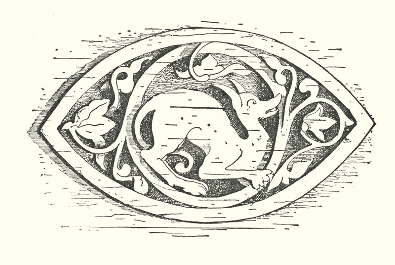 Sculpture sur bois : Chien (gravure) - English School