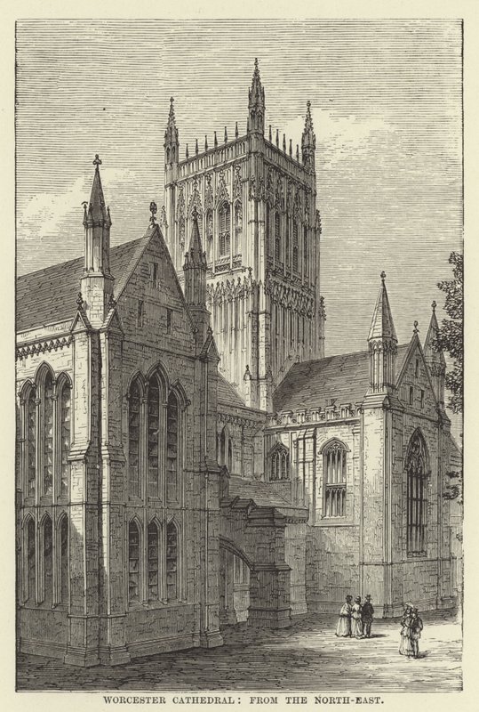 Cathédrale de Worcester, vue du nord-est - English School