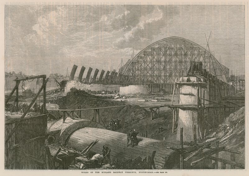 Travaux du terminus du Midland Railway sur Euston Road - English School