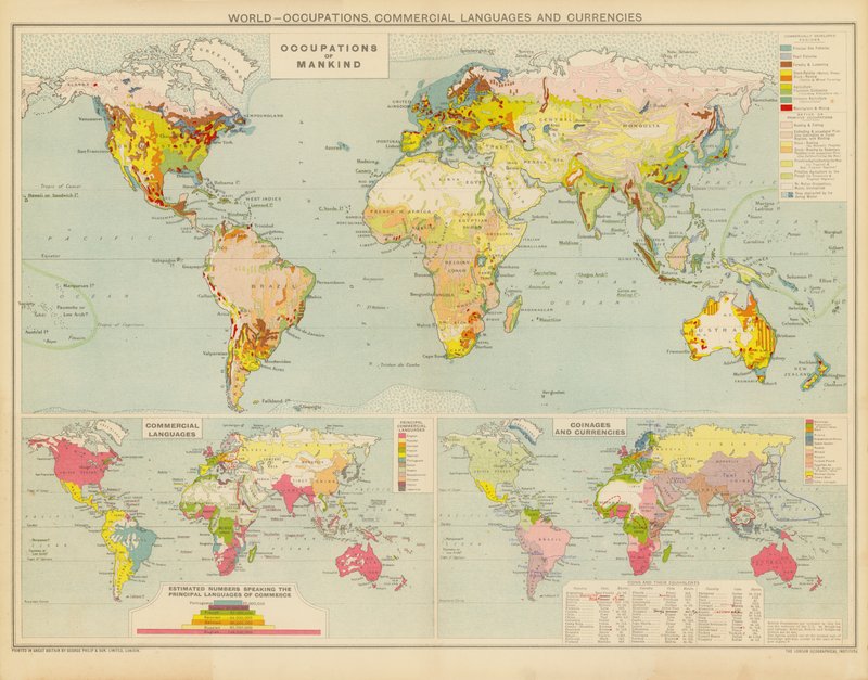 Monde, occupations, langues commerciales et monnaies - English School