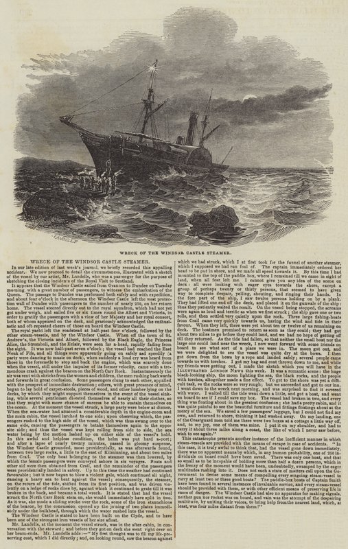 Naufrage du steamer Windsor Castle (gravure) - English School