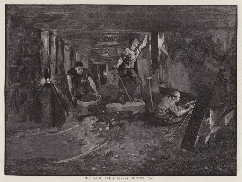 Mineurs travaillant sous terre à la veine de charbon - Enoch Ward
