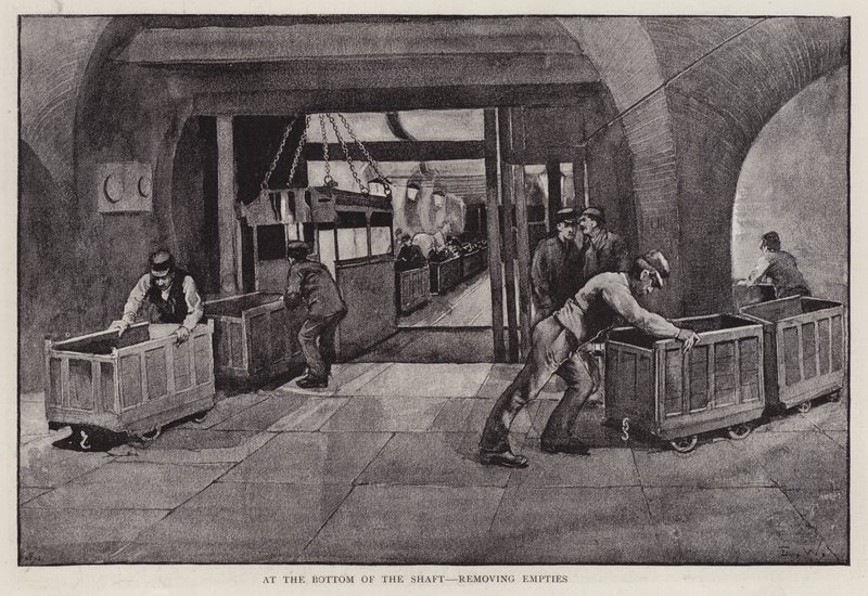 Retrait des wagons de charbon vides au fond d