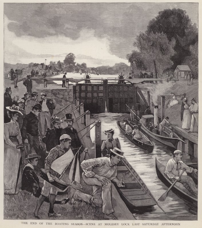 La fin de la saison de navigation : scène à Molesey Lock sur la Tamise, Surrey - Enoch Ward