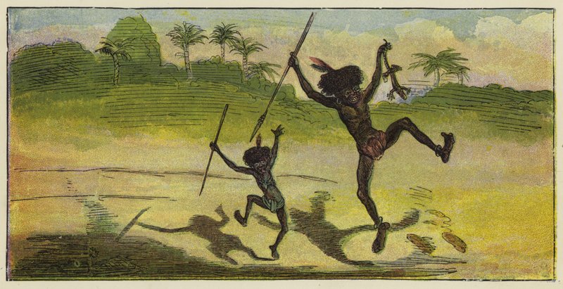 Un gentleman et un garçon vont déjeuner et sautent de joie - Ernest Henry Griset
