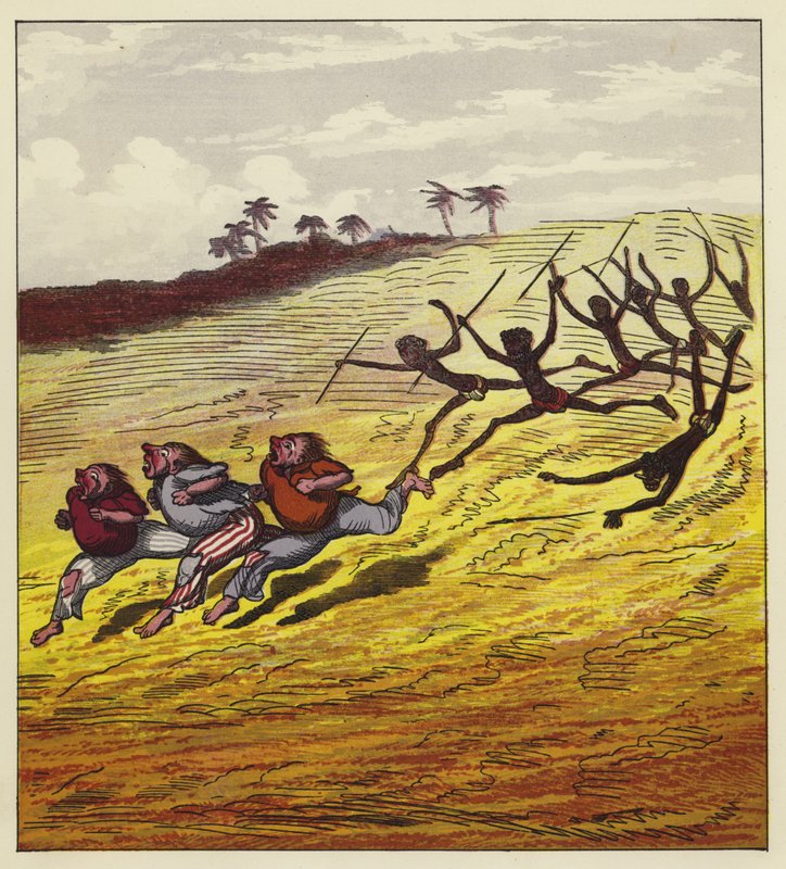 Les trois marins poursuivis par des cannibales - Ernest Henry Griset