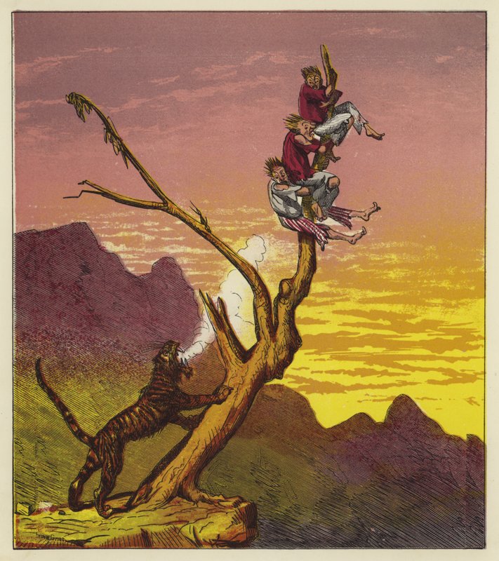 Les trois marins échappent à un tigre en grimpant à un arbre - Ernest Henry Griset
