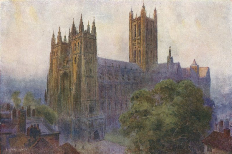 Cathédrale de Canterbury depuis Christ Church Gate - Ernest William Haslehust