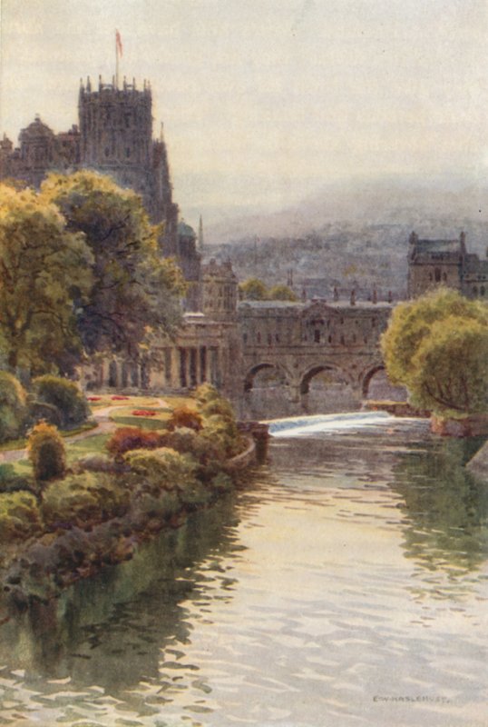 Vue depuis le Pont de North Parade, Bath - Ernest William Haslehust