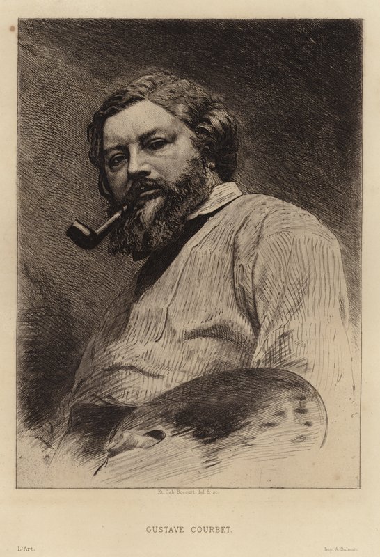 Gustave Courbet, peintre français du mouvement réaliste. Gravure par Étienne Gabriel Bocourt - Etienne Gabriel Bocourt