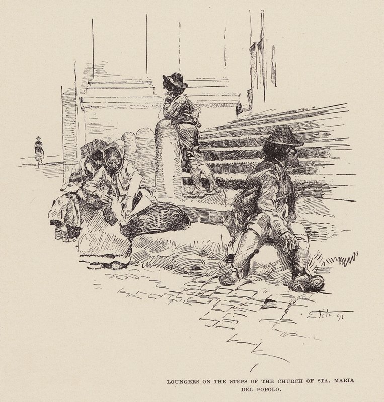 Flâneurs sur les marches de l