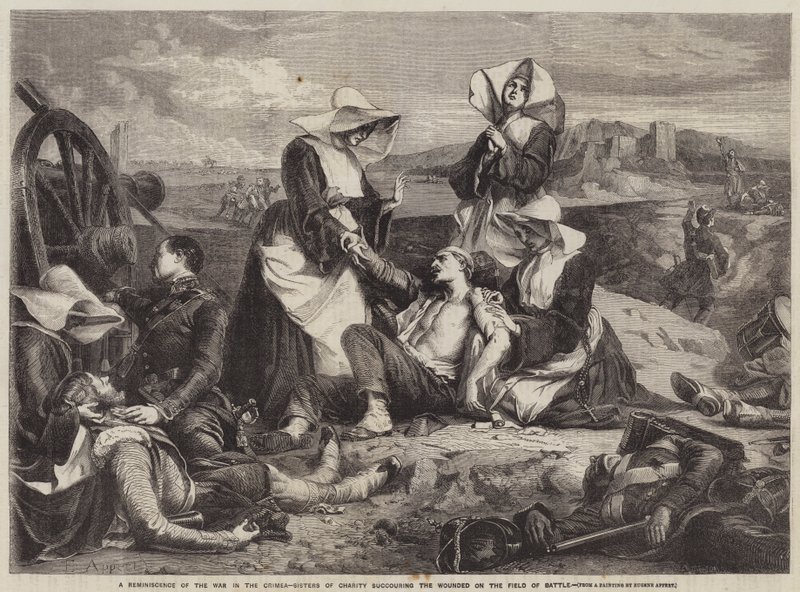 Un souvenir de la guerre de Crimée, les Sœurs de la Charité secourant les blessés sur le champ de bataille - Eugene Appert