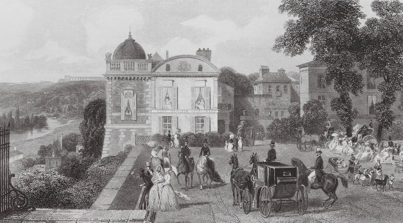 Saint Germain, Le Café, Pavillon de Henri IV (gravure) - Eugene Louis (after) Lami