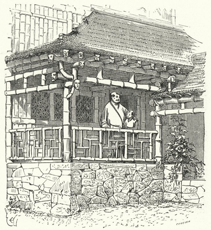 Ancienne maison chinoise construite en bambou - Eugene Emmanuel after Viollet le Duc