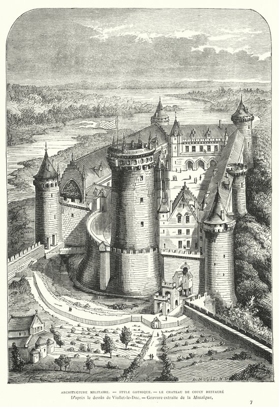 Château de Coucy, Picardie, France, après sa restauration au XIXe siècle par Eugène Viollet-le-Duc - Eugene Emmanuel after Viollet le Duc