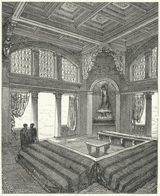Triclinium, salle à manger formelle dans un bâtiment romain - Eugene Emmanuel after Viollet le Duc