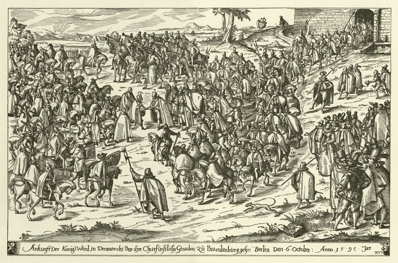 Arrivée du Roi Christian IV de Danemark à Berlin en visite chez Jean Georges, Électeur de Brandebourg, 6 octobre 1595 - European School