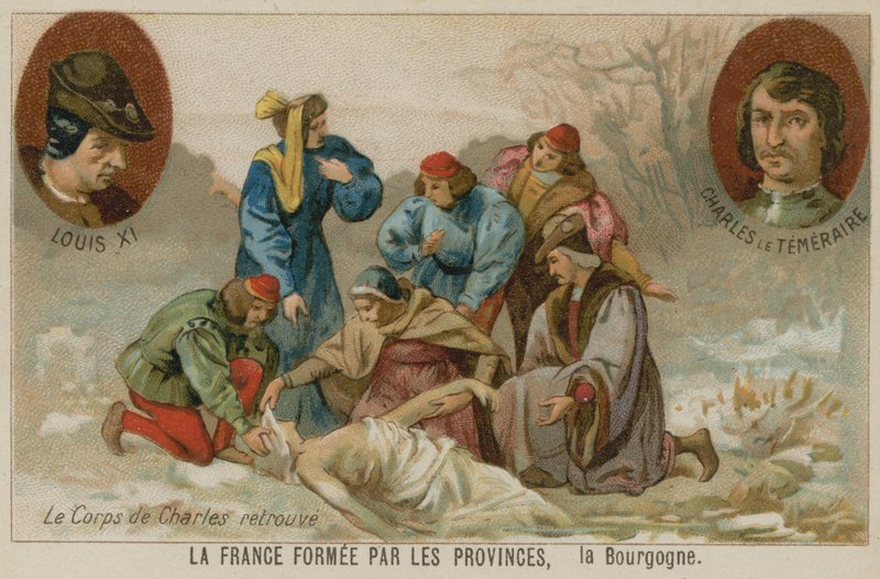 Récupération du corps de Charles le Téméraire, duc de Bourgogne, après la bataille de Nancy, 1477 - European School