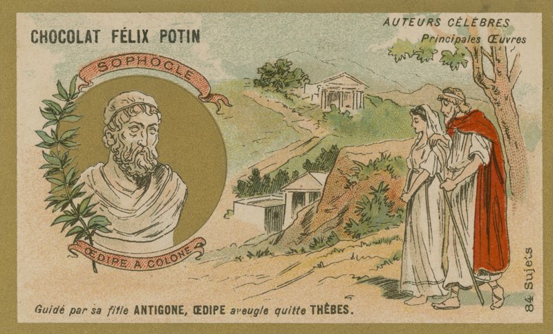 Sophocle, dramaturge grec, et une scène de sa pièce Œdipe à Colone - European School