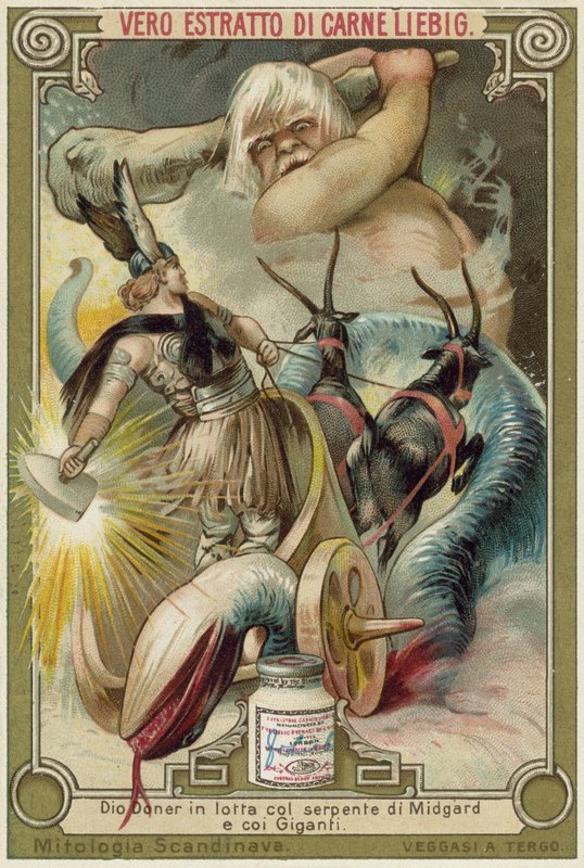Le dieu Thor combattant le serpent de Midgard et les géants - European School