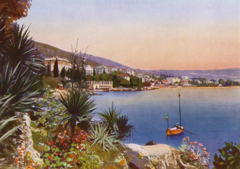 Abbazia, maintenant Opatija en Croatie : Lungomare Sud avec végétation de palmiers - European Photographer