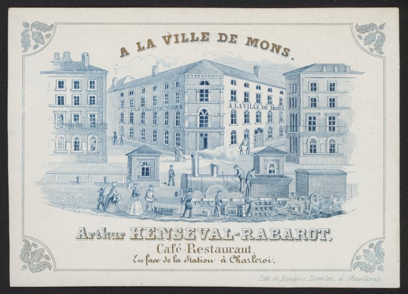 A La Ville De Mons, Arthur Henseval-Rabarot, Café Restaurant (gravure) - European School