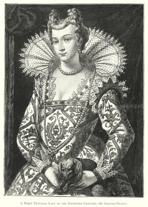 Une noble dame vénitienne du XVIe siècle (gravure) - European School