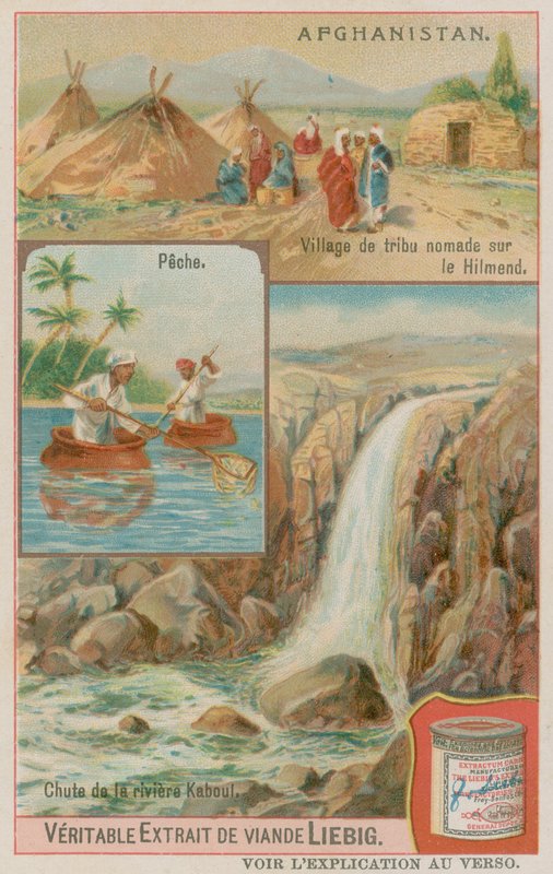 Une Cascade de la Rivière Kaboul avec des Pêcheurs et un Village Tribal Nomade à Helmand - European School