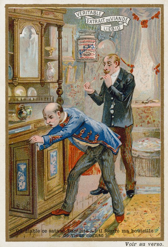 Un homme cherchant une bouteille de brandy millésimé - European School