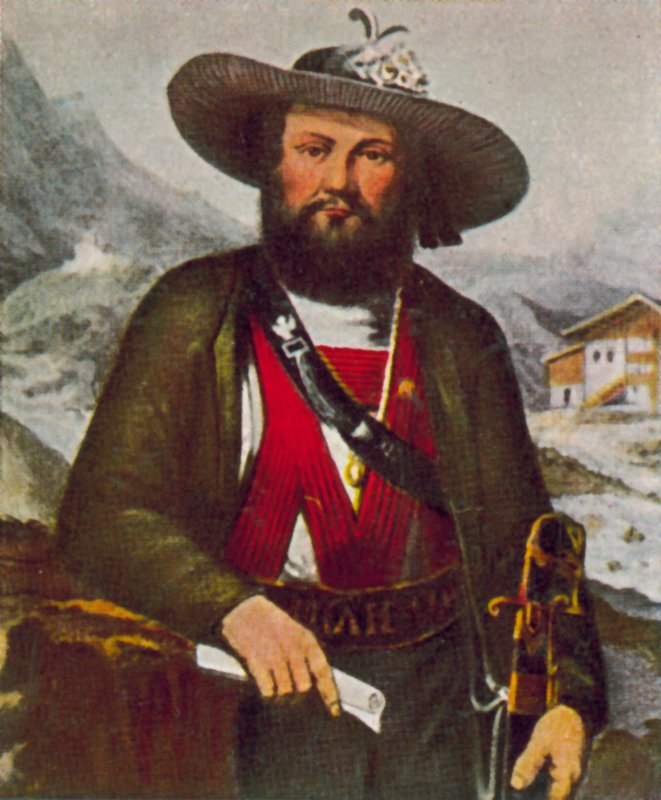 Andreas Hofer, chef de la rébellion tyrolienne contre les Français (lithographie couleur) - European School