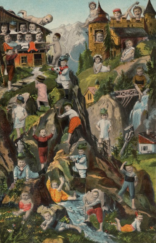 Bébés dans les montagnes (lithographie couleur) - European School
