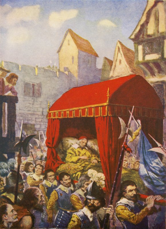 Arrivée du cardinal de Richelieu à Lyon (lithographie couleur) - European School