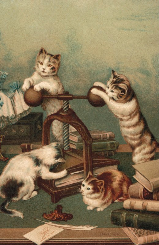 Chats en bande dessinée, livres de presse (lithographie couleur) - European School