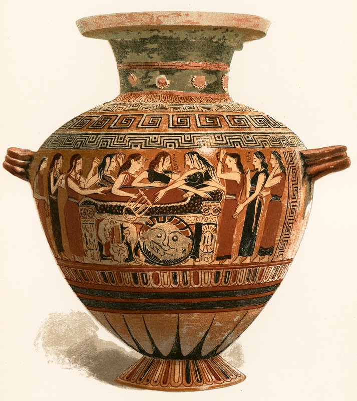 Vase corinthien. Musée du Louvre. Deuil sur Achilleus mort - European School