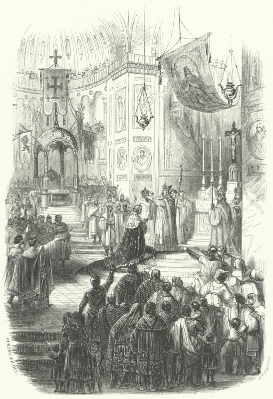 Couronnement de Baudouin Ier comme empereur latin à Constantinople - European School