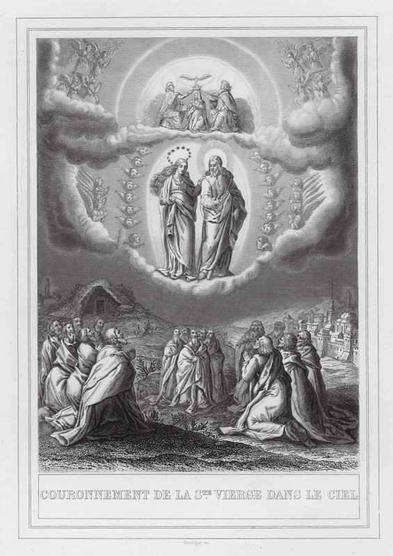 Couronnement de la Sainte Vierge dans le ciel (gravure) - European School