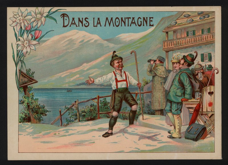 Dans la montagne (lithographie en couleur) - European School