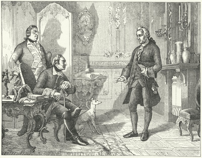 Frédéric le Grand de Prusse avec le poète Christian Furchtegott Gellert - European School