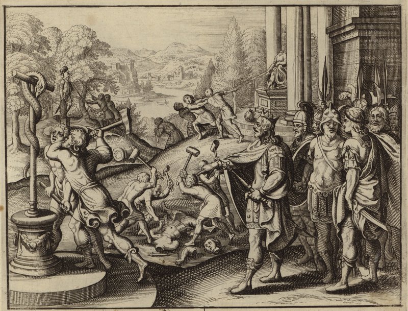 Ézéchias, roi de Juda, restaurant le Temple de Jérusalem et détruisant les idoles - European School