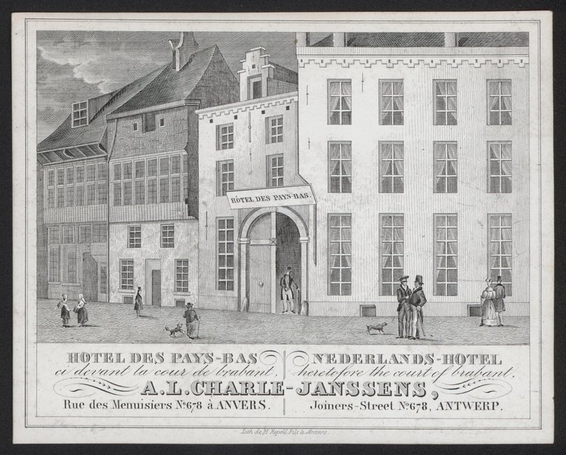 Hôtel Des Pays Bas, Hôtel Néerlandais, A L Charle-Janssens, Anvers (gravure) - European School