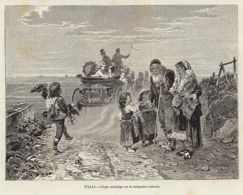 Italie - Mendiant aveugle dans la campagne romaine - European School